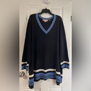 Penningtons Black, Blue & White  V-Neck Sweater Size 5X